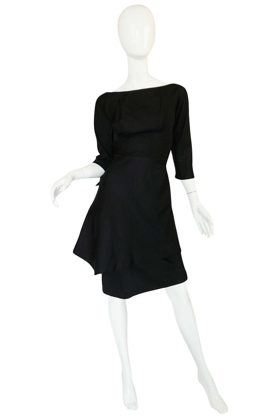 1950s Christian Dior Couture Blue & Black Silk & Velvet New Look Dress -  MRS Couture