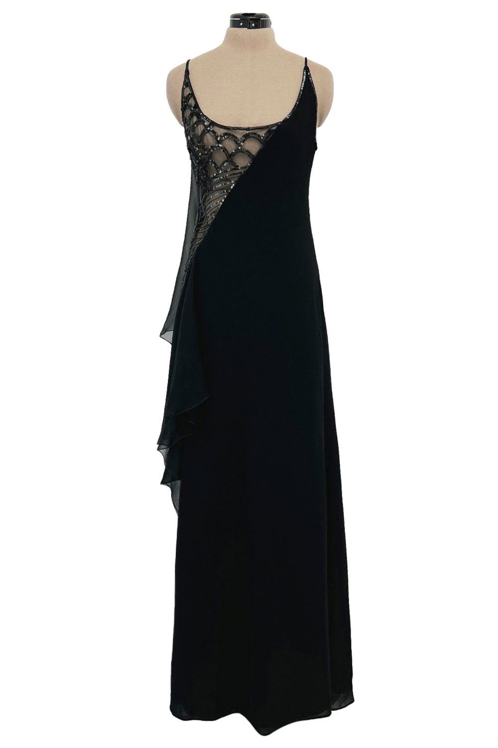 Spring 2000 Valentino Black Silk Dress w Shocking Sequin & Net Side Pa –  Shrimpton Couture