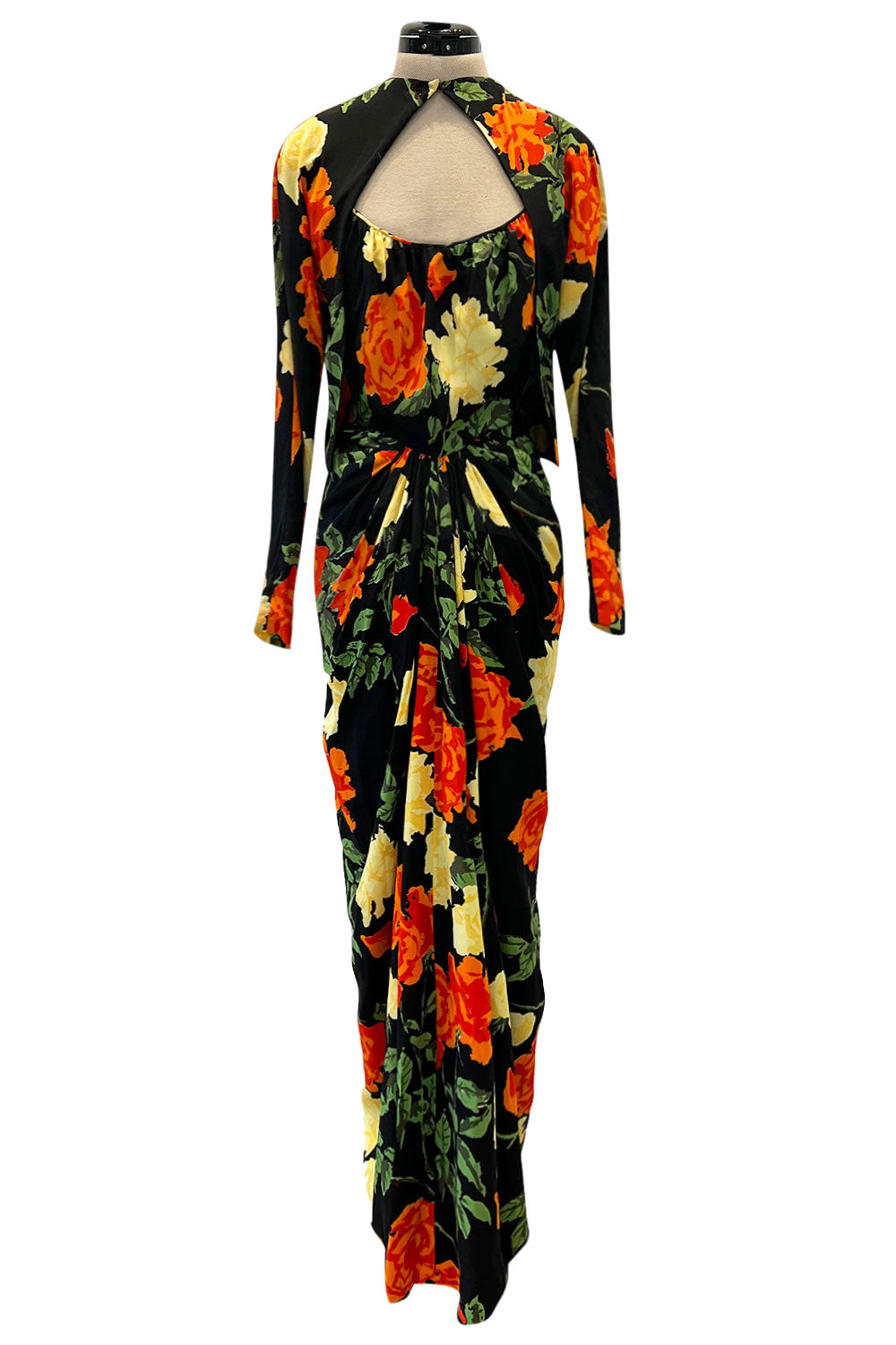 Superb 1957 James Galanos Oversized Floral Print Silk Dress w Matching  Jacket