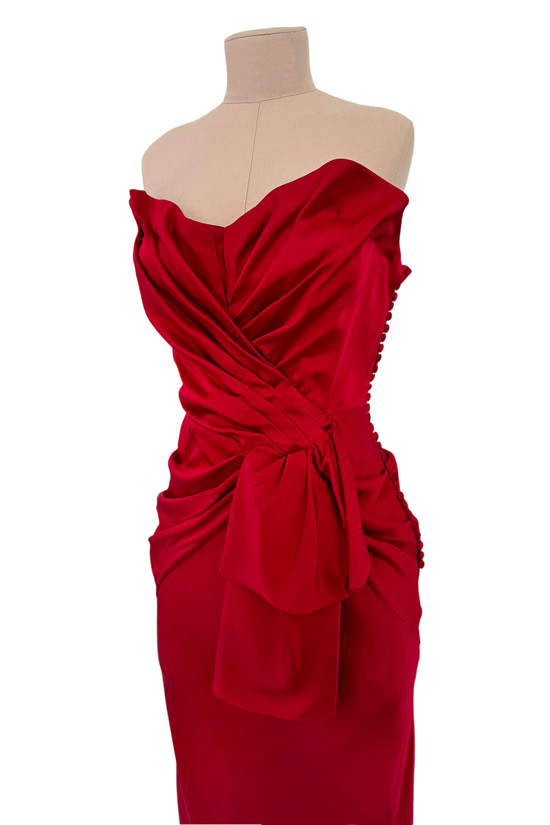 Spring 2008 Christian Dior by John Galliano Runway Look 53 Red Silk Strapless Dress