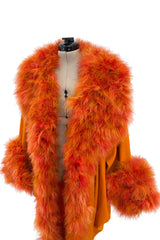 Extraordinary Fall 1985 Jean Patou Haute Couture by Christian Lacroix Feather Trim Cocoon Coat