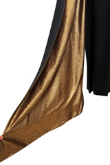 Spectacular Fall 1976 Chloe by Karl Lagerfeld Runway Documented Black Silk & Gold Lame Dress