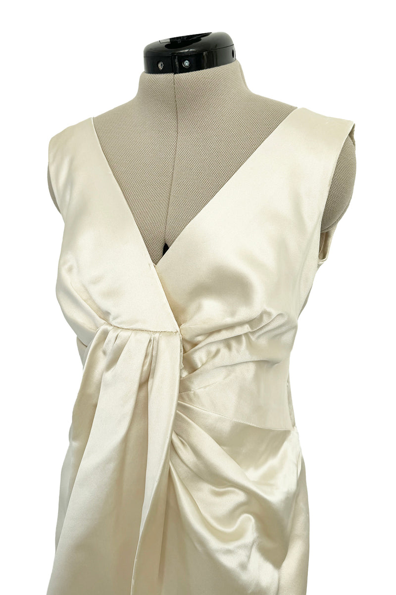 Incredible 1960s Philippe Venet Hand Made Haute Couture Ivory Silk Wrape Over Inner Structural Dress