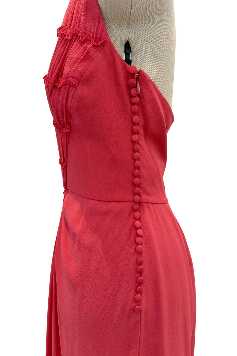 Cruise 2011 Christian Dior by John Galliano Red Silk Chiffon Dress w Pleated Detailing