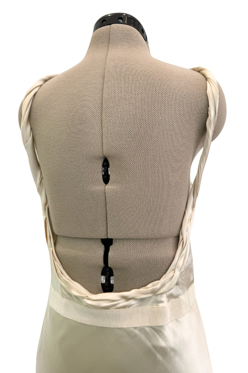 Gorgeous Fall 2000 Prada Backless  Ivory Bias Cut Silk Dress w Front Gathering Detail