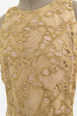 Incredible Spring 2012 Alexander McQueen by Sarah Burton Gold Lace Dress w Full Lower Skirting