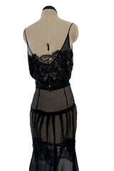 Fabulous c2006 John Galliano Black Silk Organza & Lace Dress w Sequin Detailing