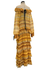 Prettiest Fall 1977 Christian Dior by Marc Bohan Runway On or Off Shoulder Ruffle Dress w Balloon Sleeves