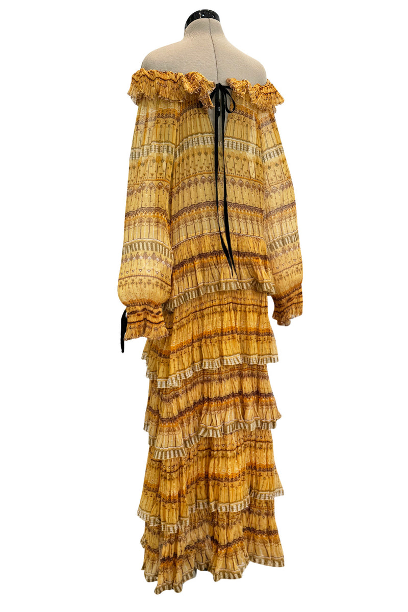 Prettiest Fall 1977 Christian Dior by Marc Bohan Runway On or Off Shoulder Ruffle Dress w Balloon Sleeves