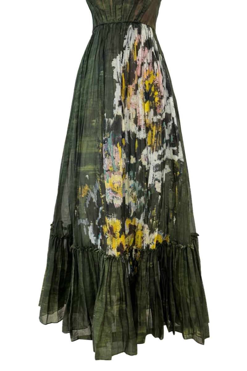 Fall 2019 Valentino by Pierpaolo Piccioli Strapless Strapless Green Dress w Floral Design