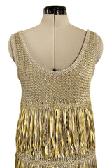 Dreamiest Cruise 2011 Chanel by Karl Lagerfeld Gold Ribbon & Metallic Gold Cord Knit Dress