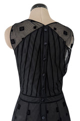 Fabulous Fall 1995 Karl Lagerfeld Runway Black Net Dress w Velvet Detailing