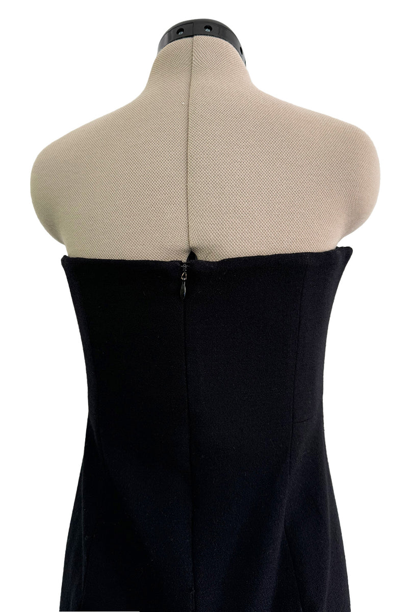 Rare Fall 1995 John Galliano 'Dolores' Collection Sharply Tailored Inner Corset Black Strapless Dress