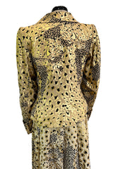 Amazing Fall 1992 Yves Saint Laurent Gold Leopard Print Extra Wide Pant & Jacket Suit Set