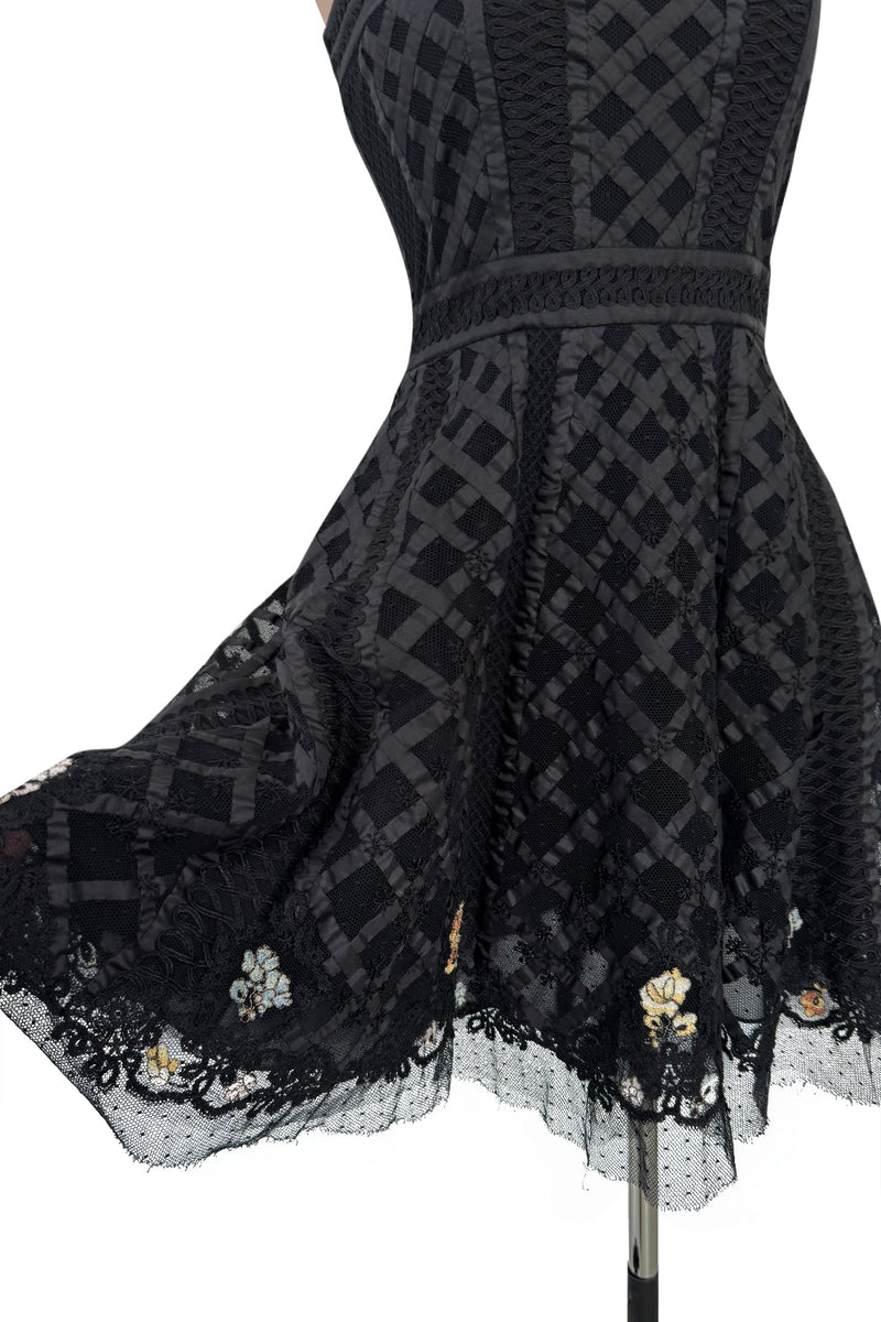 Prettiest 2010s Christian Dior Strapless Dress w Embroidered Flowers & Ribbon