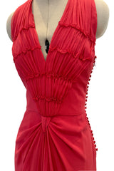 Cruise 2011 Christian Dior by John Galliano Red Silk Chiffon Dress w Pleated Detailing