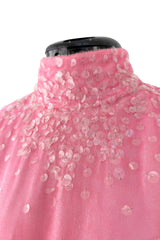 Exceptional Spring 1997 Chanel by Karl Lagerfeld Runway Pink Velvet Sequin Dress