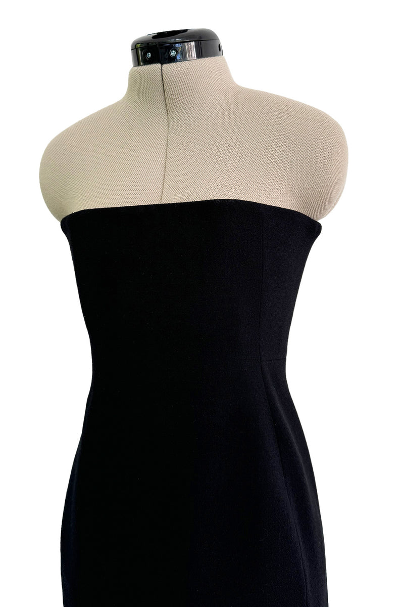 Rare Fall 1995 John Galliano 'Dolores' Collection Sharply Tailored Inner Corset Black Strapless Dress