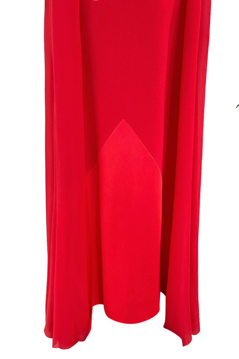 Dreamy Resort 2019 Givenchy by Clare Waight Keller Red Silk Dress w Sequins &  Floor Length Sleeves