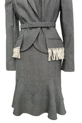 Incredible Fall 1999 Christian Dior by John Galliano Jacket & Skirt Suit Set w Fringe Detailing