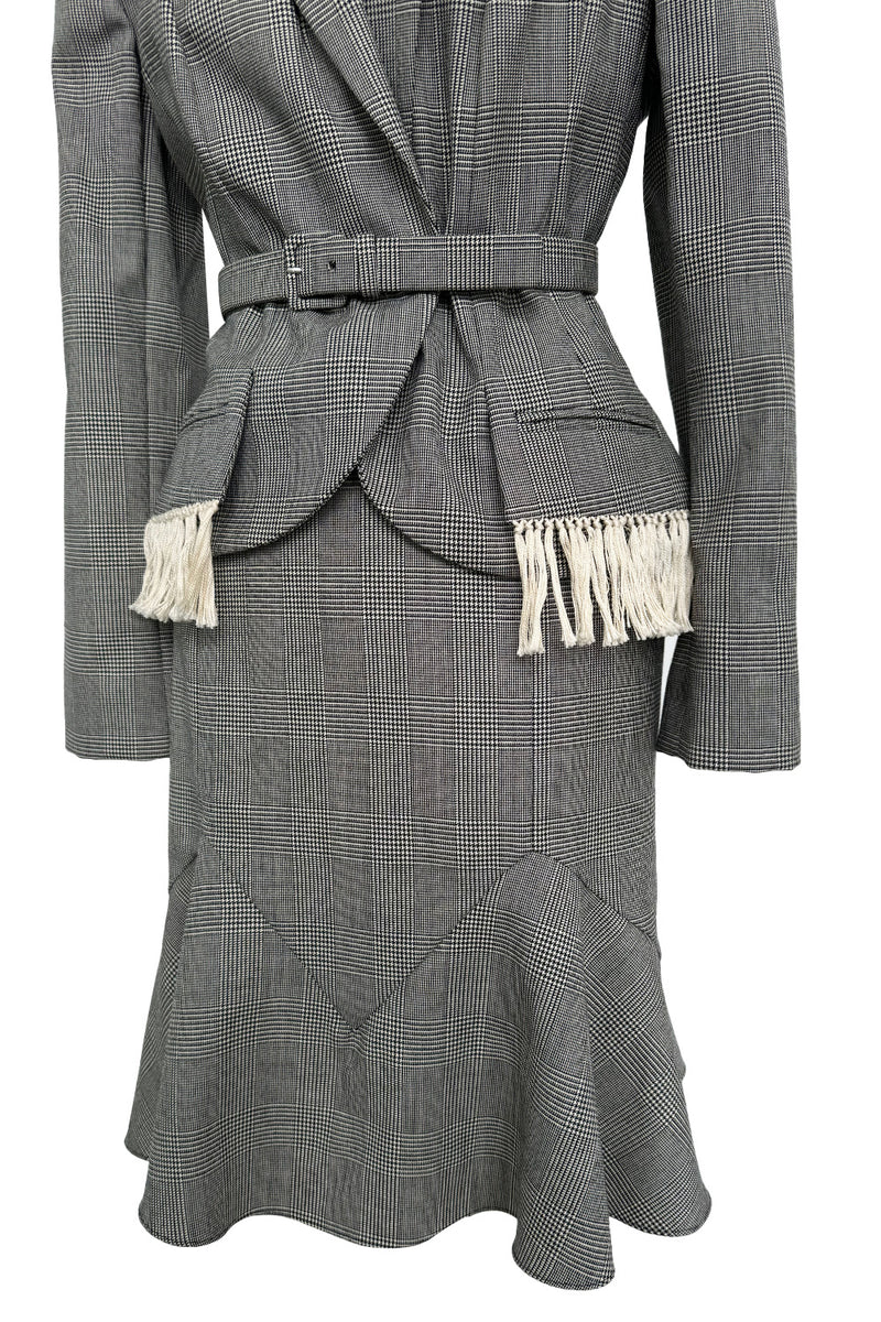 Incredible Fall 1999 Christian Dior by John Galliano Jacket & Skirt Suit Set w Fringe Detailing