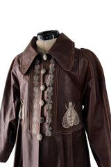 Important Fall 1972 Bill Gibb Debut Collection Brown Leather 'Bee' Jacket