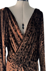 Gorgeous Fall 1986 Yves Saint Laurent Runway Plunge Silk Velvet Leopard Dress