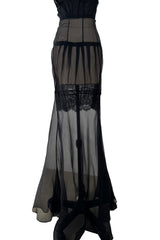 Fabulous c2006 John Galliano Black Silk Organza & Lace Dress w Sequin Detailing