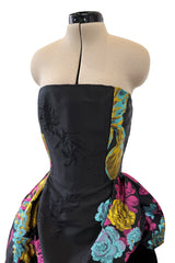 Spectacular Fall 1999 Christian Lacroix Runway Strapless Floral Silk Brocade Dress