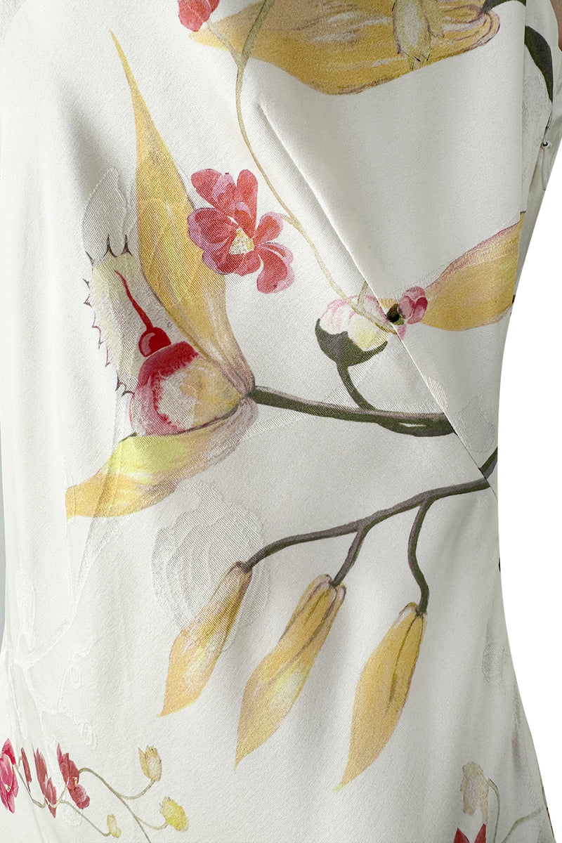 Romantic Spring 2007 Alexander McQueen Stunning Bias Cut Floral Silk Dress w Low Open Back