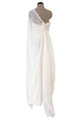 Exceptional Spring 2008 Christian Dior by John Galliano Ivory Silk Chiffon Dress w Floral Embroidery