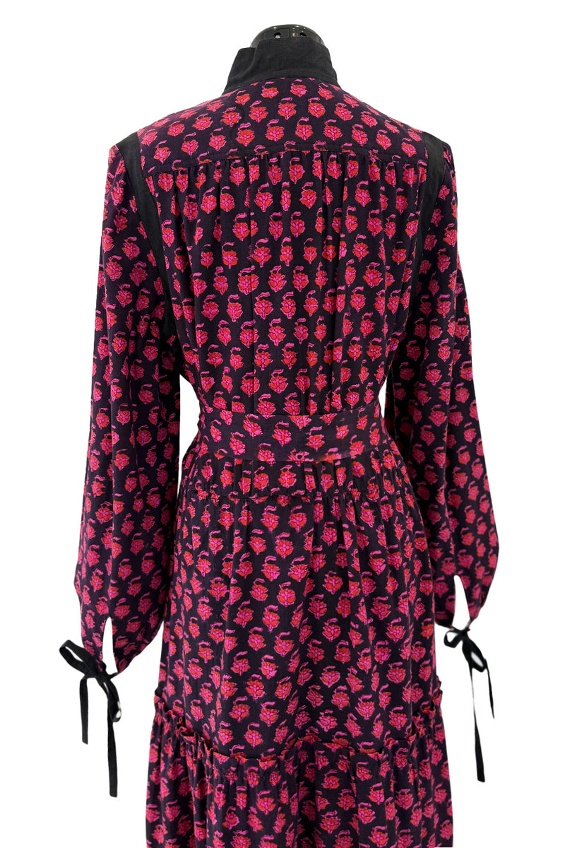 Late 1960s-70s Christian Dior by Marc Bohan Floral Print Cotton Smock Dress