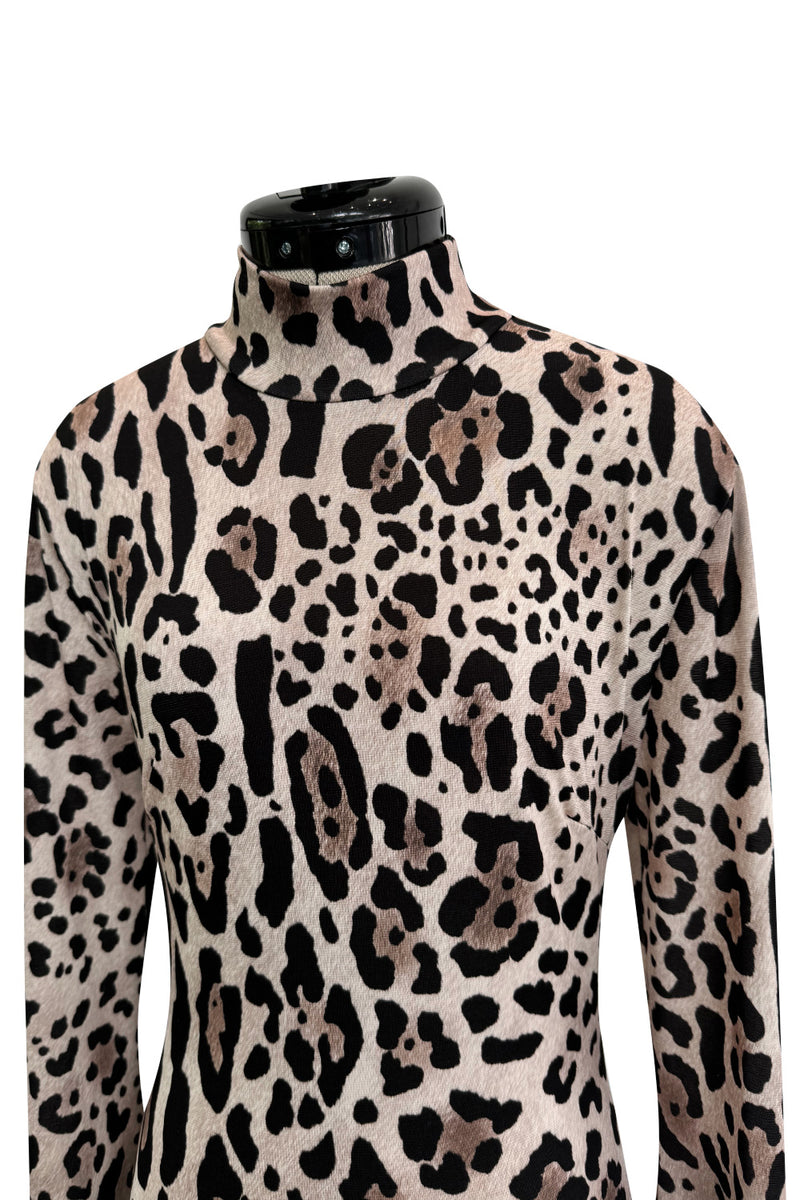 Recent Roberto Cavalli Stretch Jersey Leopard Dress w High Side Slit & Open Back