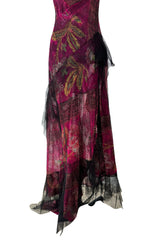 Spring 2001 Christian Lacroix Lace, Silk Chiffon & Net Floral Dress