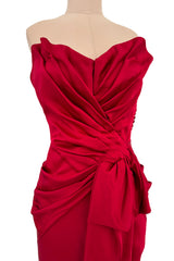 Spring 2008 Christian Dior by John Galliano Runway Look 53 Red Silk Strapless Dress