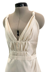 Gorgeous Fall 2000 Prada Backless  Ivory Bias Cut Silk Dress w Front Gathering Detail