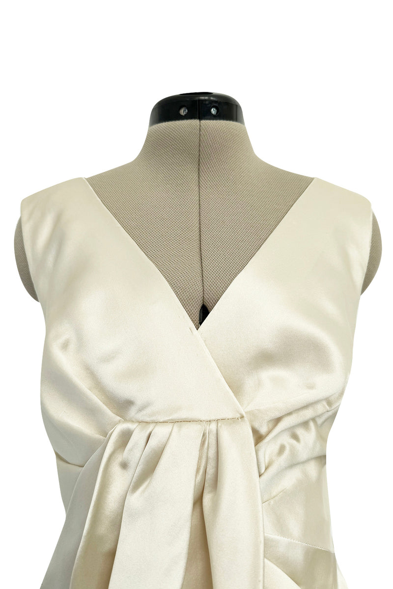 Incredible 1960s Philippe Venet Hand Made Haute Couture Ivory Silk Wrape Over Inner Structural Dress