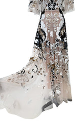 Resort 2021 Valentino by Pierpaolo Piccioli Gold, White & Black Sequin and Net Dress