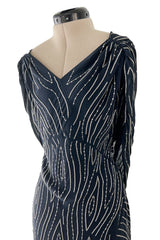 Spring 2006 Dior by John Galliano Deep Blue Dress w Extensive Silver Beadwork