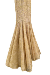 Incredible Spring 2012 Alexander McQueen by Sarah Burton Gold Lace Dress w Full Lower Skirting