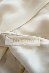 Gorgeous 2000s Valentino Bias Cut Ivory Silk Dress Dress w Beading Detail & Chiffon Skirt