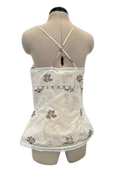 Spring 2006 Christian Dior by John Galliano Ivory Silk Top & Skirt Set w Flowers