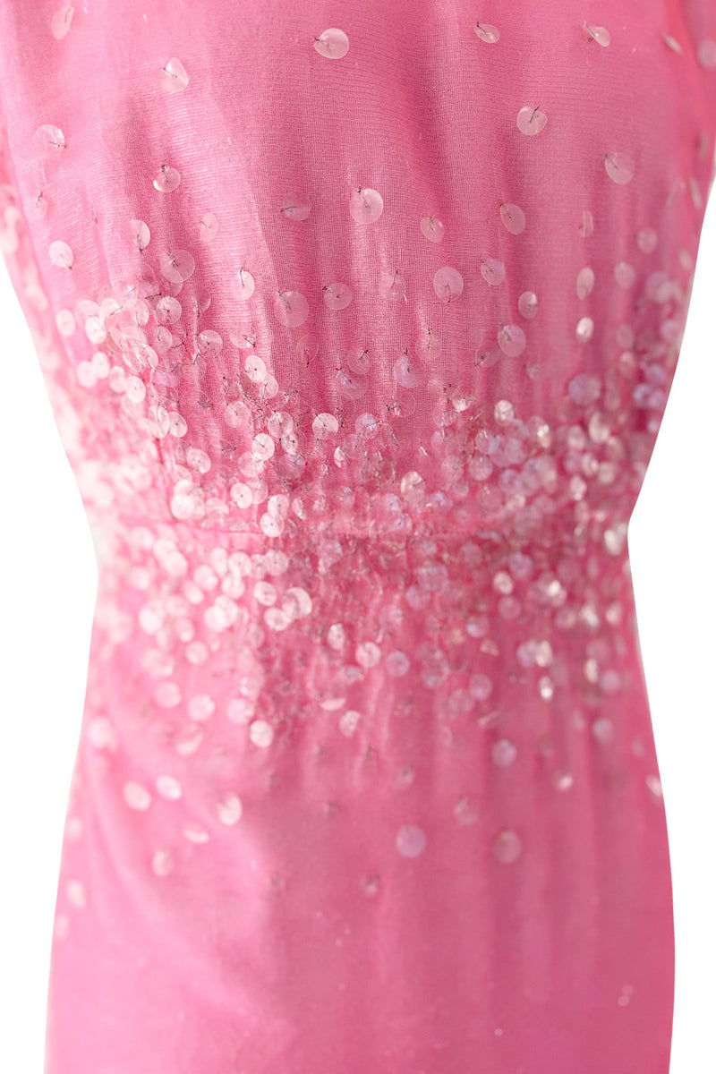 Exceptional Spring 1997 Chanel by Karl Lagerfeld Runway Pink Velvet Sequin Dress