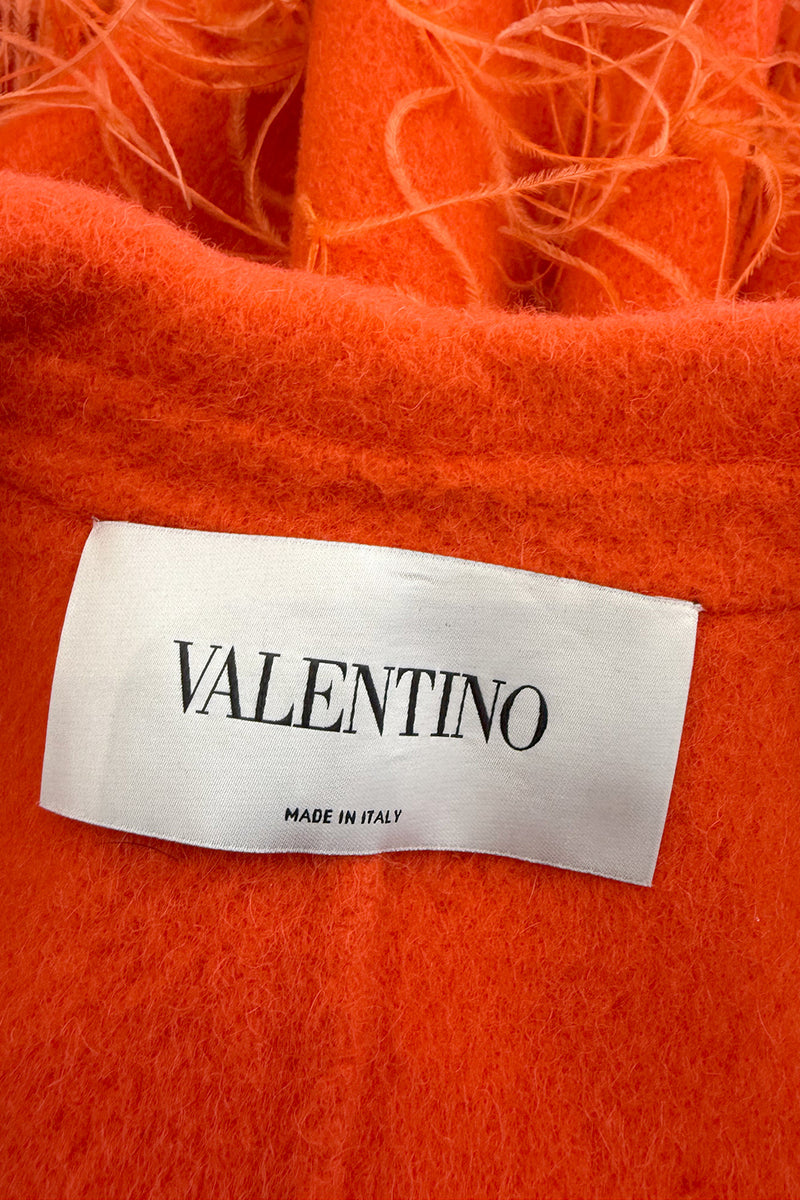 Fall 2019 Valentino by Pierpaolo Piccioli  Orange Wool & Feather Coat