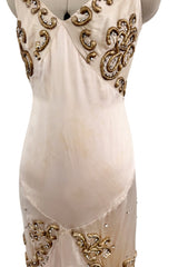 Dreamy 2004 Roberto Cavalli Pale Pink & Copper / Gold Wire Embellished Dress