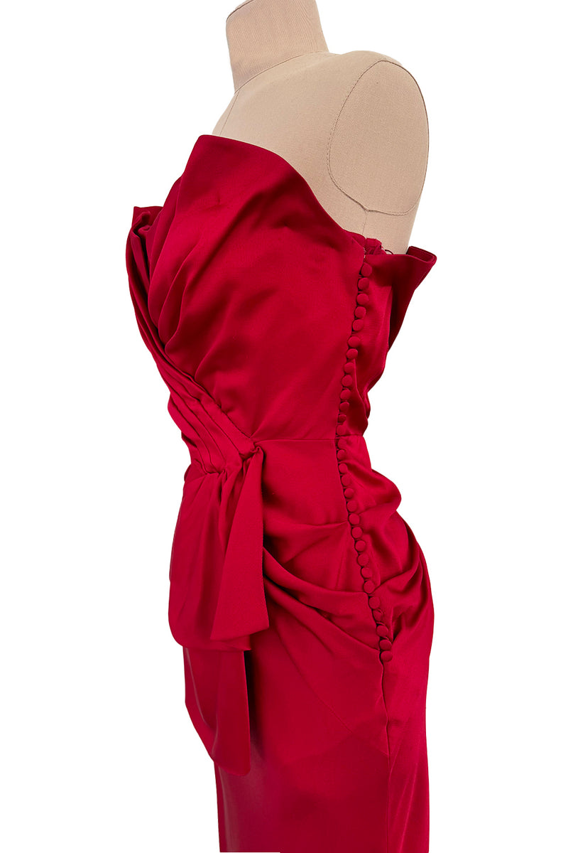 Important Spring 2008 Christian Dior by John Galliano Runway Look 53 Red Silk Strapless Dress