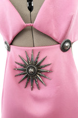 Statement Resort 2016 Fausto Puglisi Pink Mini Dress w Silver Metal Medallions