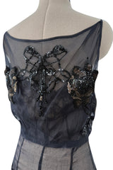 c.2006 John Galliano Black Silk Organza & Lace Dress w Elaborate Sequin Detailing