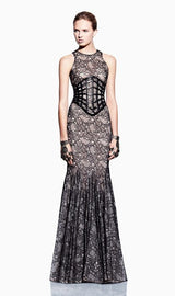 Incredible Spring 2012 Alexander McQueen by Sarah Burton Gold Lace Dress w Full Lower Skirting