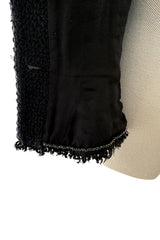 Spring 2006 Chanel by Karl Lagerfeld Woven Black Boucle Jacket w Fringe